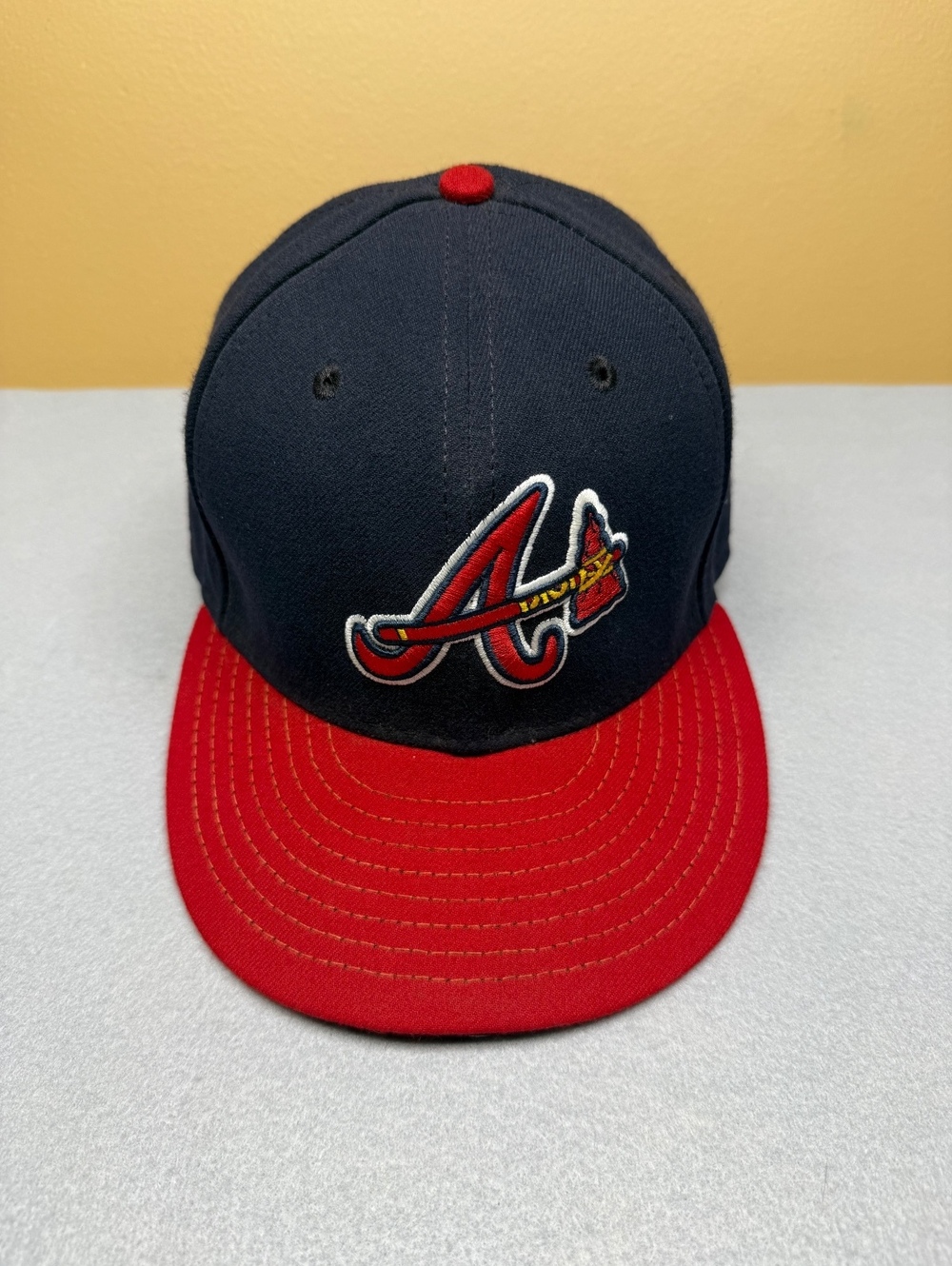 Atlanta Braves New Era Baseball Cap Navy Red MLB 7 3/8